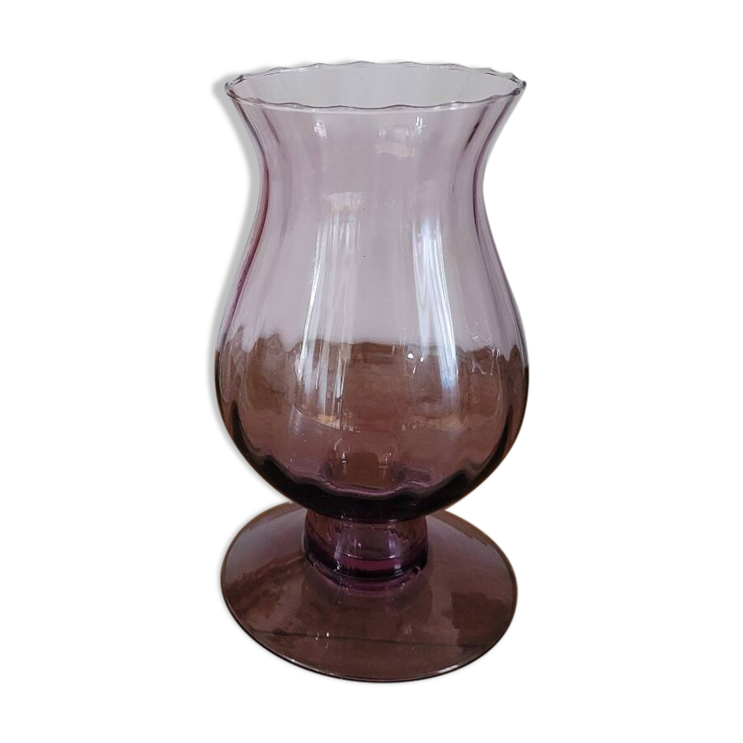 Tall purple glass candle holder / tealight holder