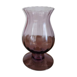 Tall purple glass candle holder / tealight holder