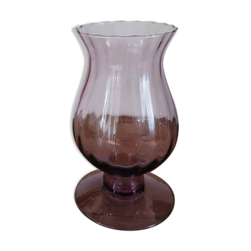 Haut bougeoir / photophore en verre violet