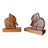 Wooden elephant bookends, handcrafted 1960