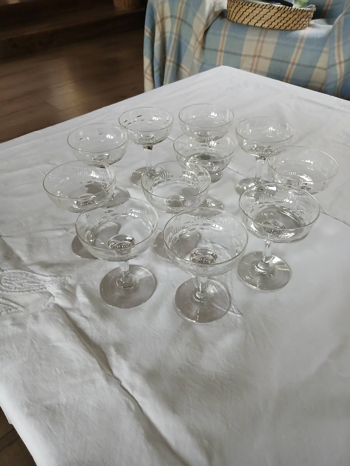 11 antique champagne glasses