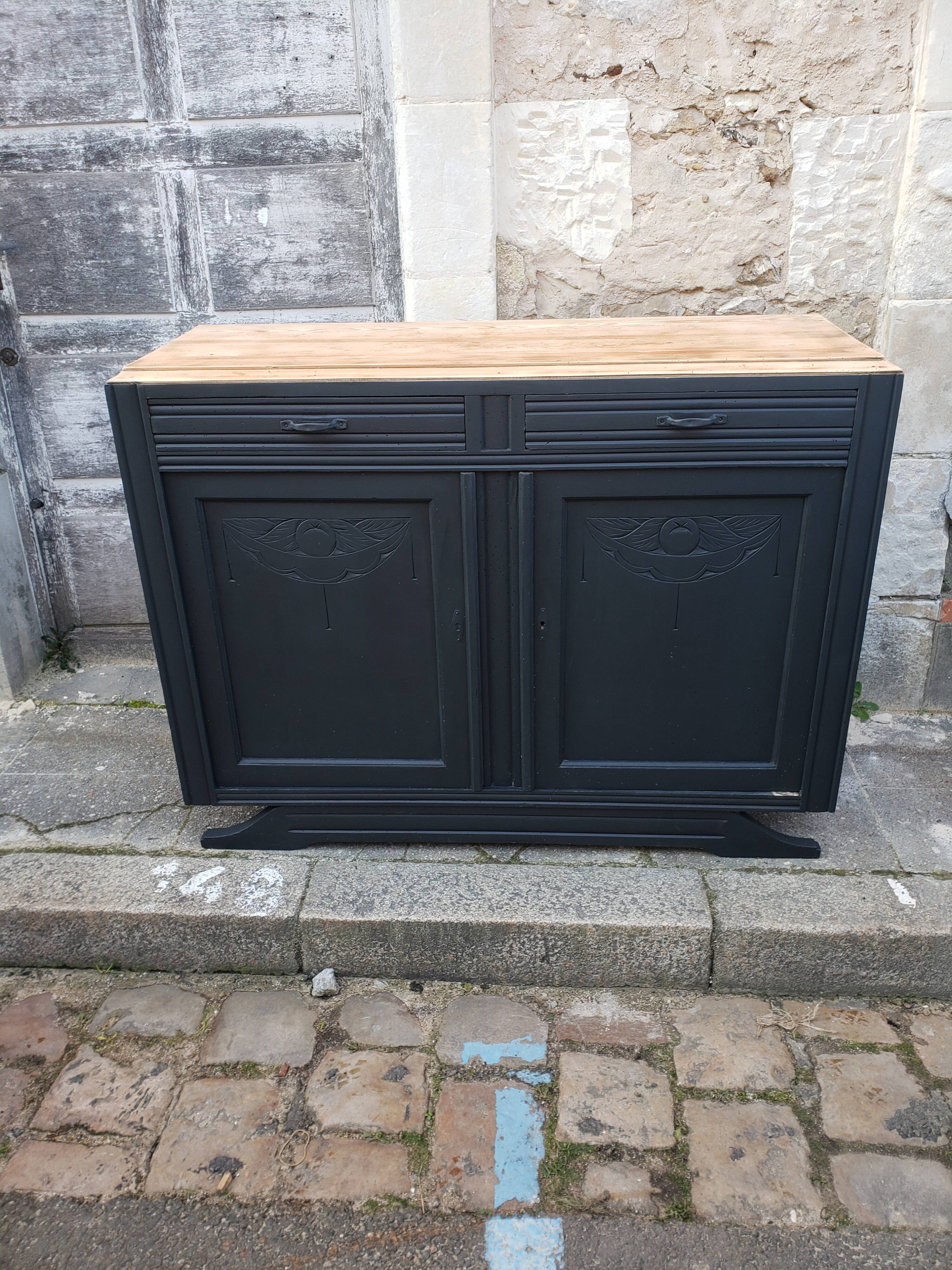 Vintage art deco abyssal blue buffet