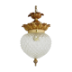 Brass and diamond-tipped chiseled glass globe hanging lamp