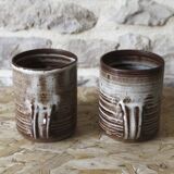 Paire de tasses en grès émaillé Roger Jacques Puisaye