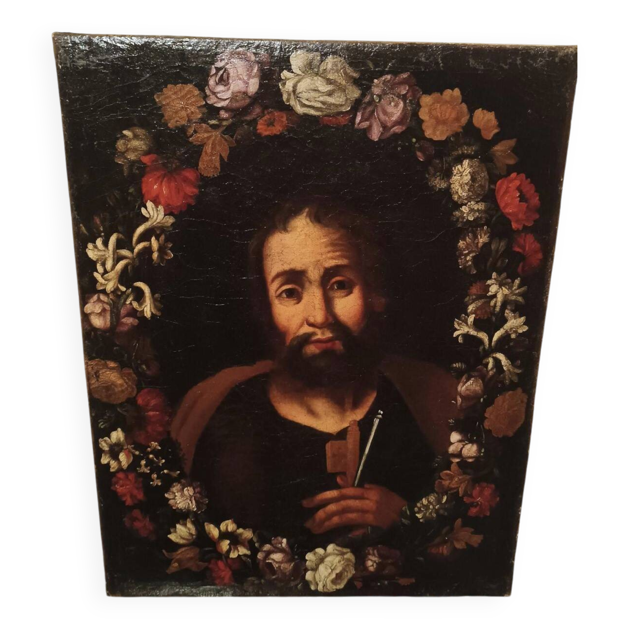 Peinture Ancienne Huile Sur Toile Saint Pierre Ecole Flamande En Italie 17ème Siècle