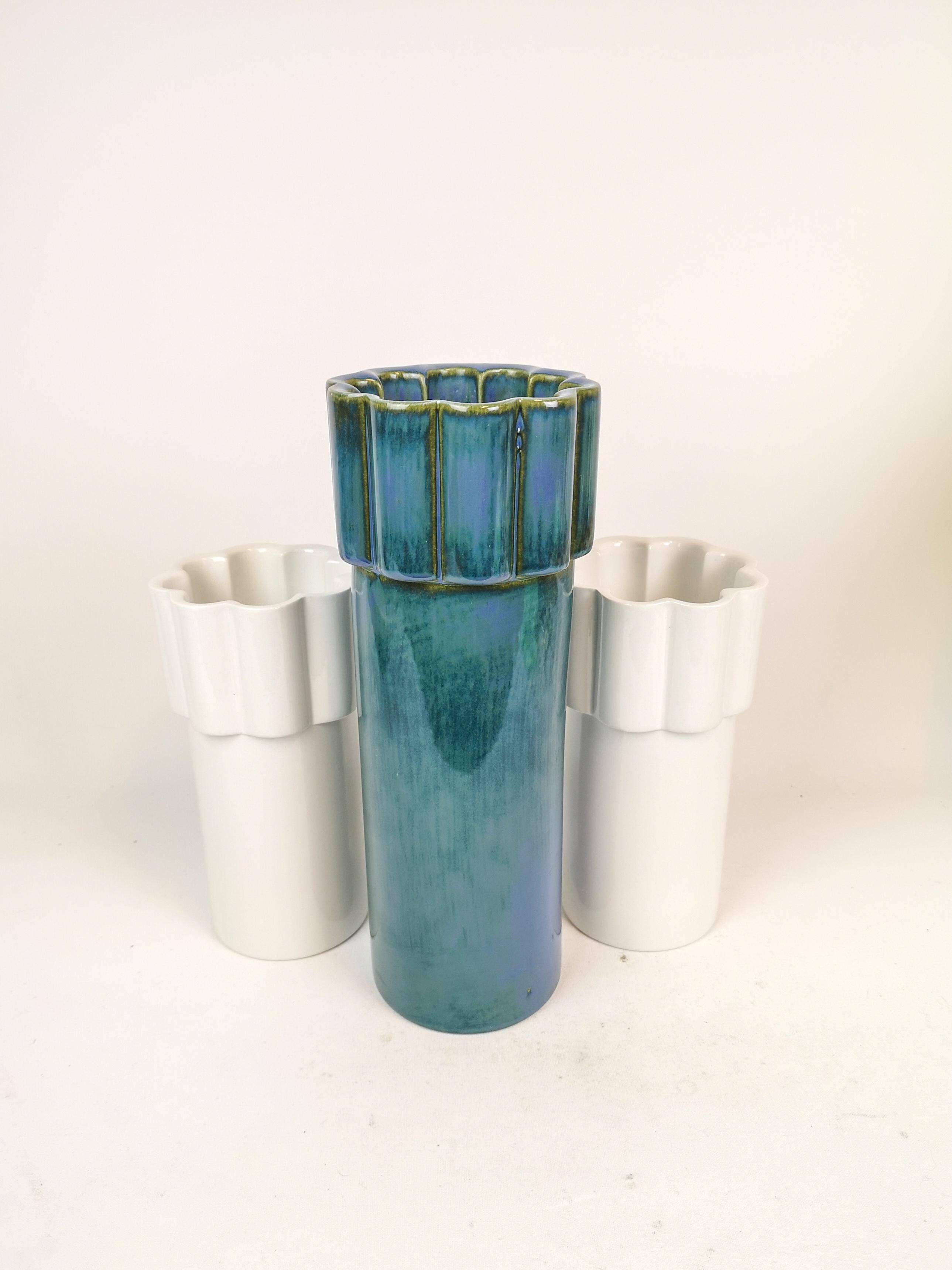 Modern Scandinavian set of 3 Konvex vases by Karin Björquist Gustavsberg, Sweden.