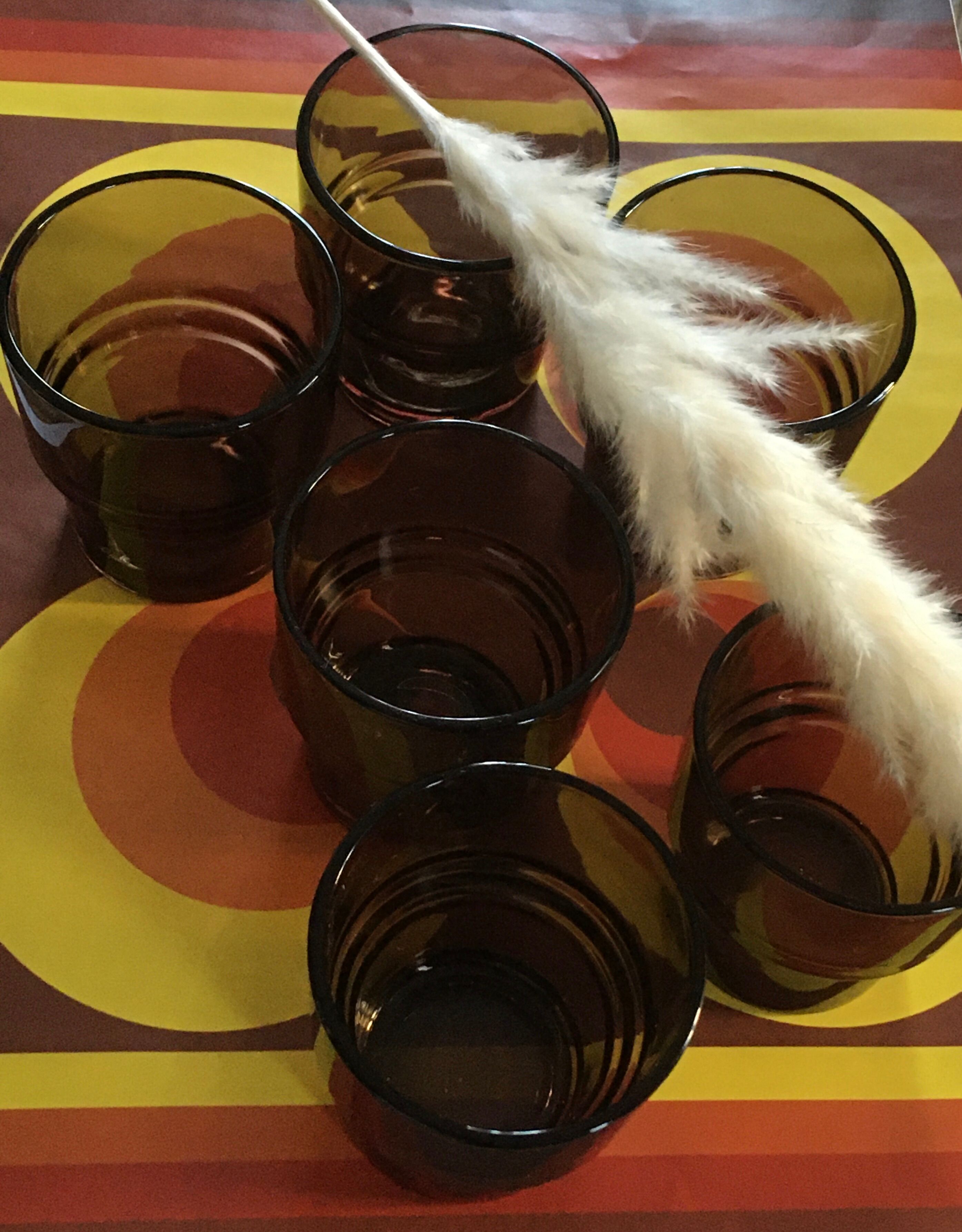 Lot 6 glasses stacking 70s