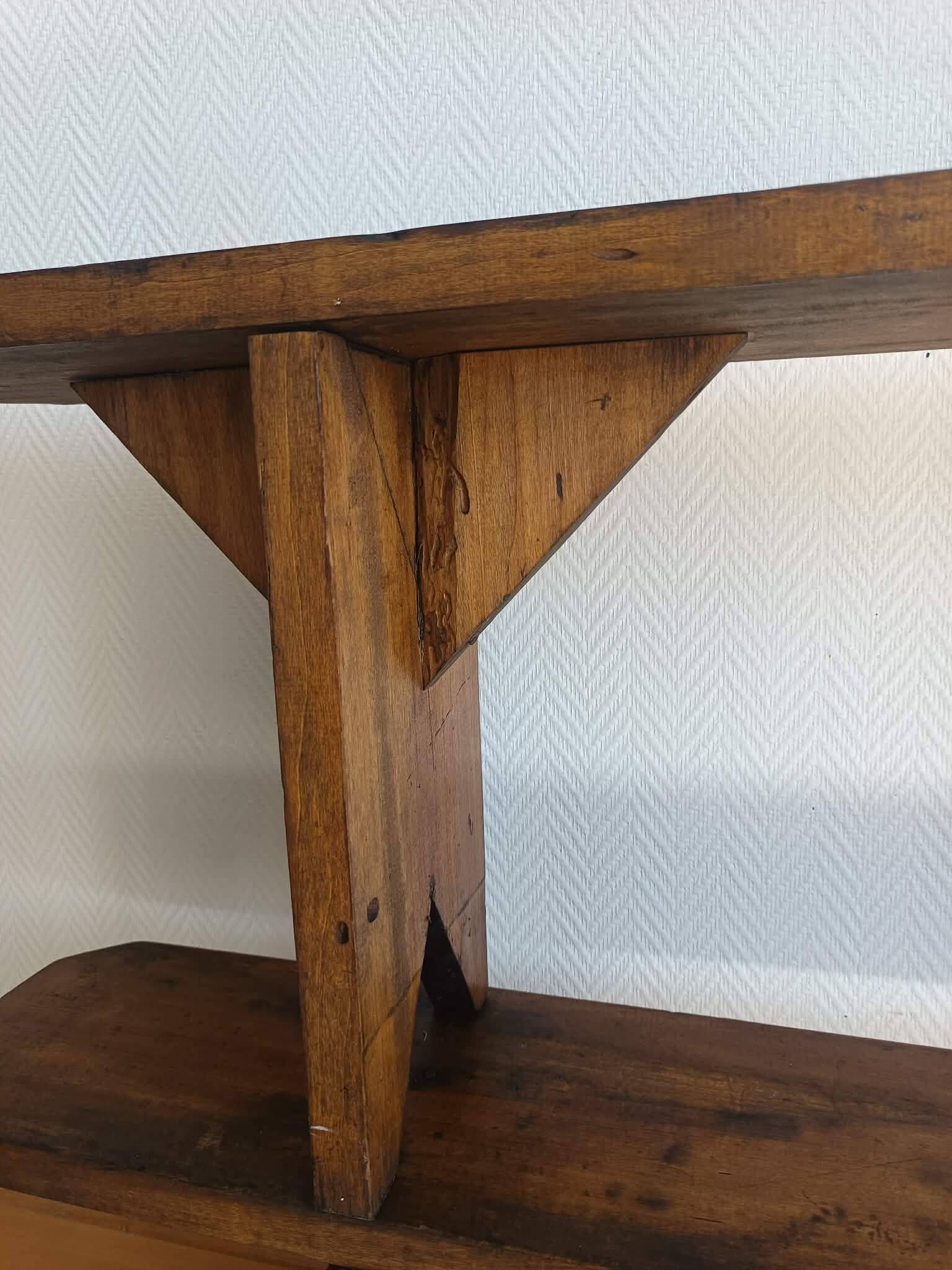 Paire de bancs de ferme en bois massif