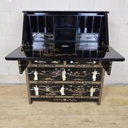 Vintage Chinese lacquer secretary desk with mother-of-pearl