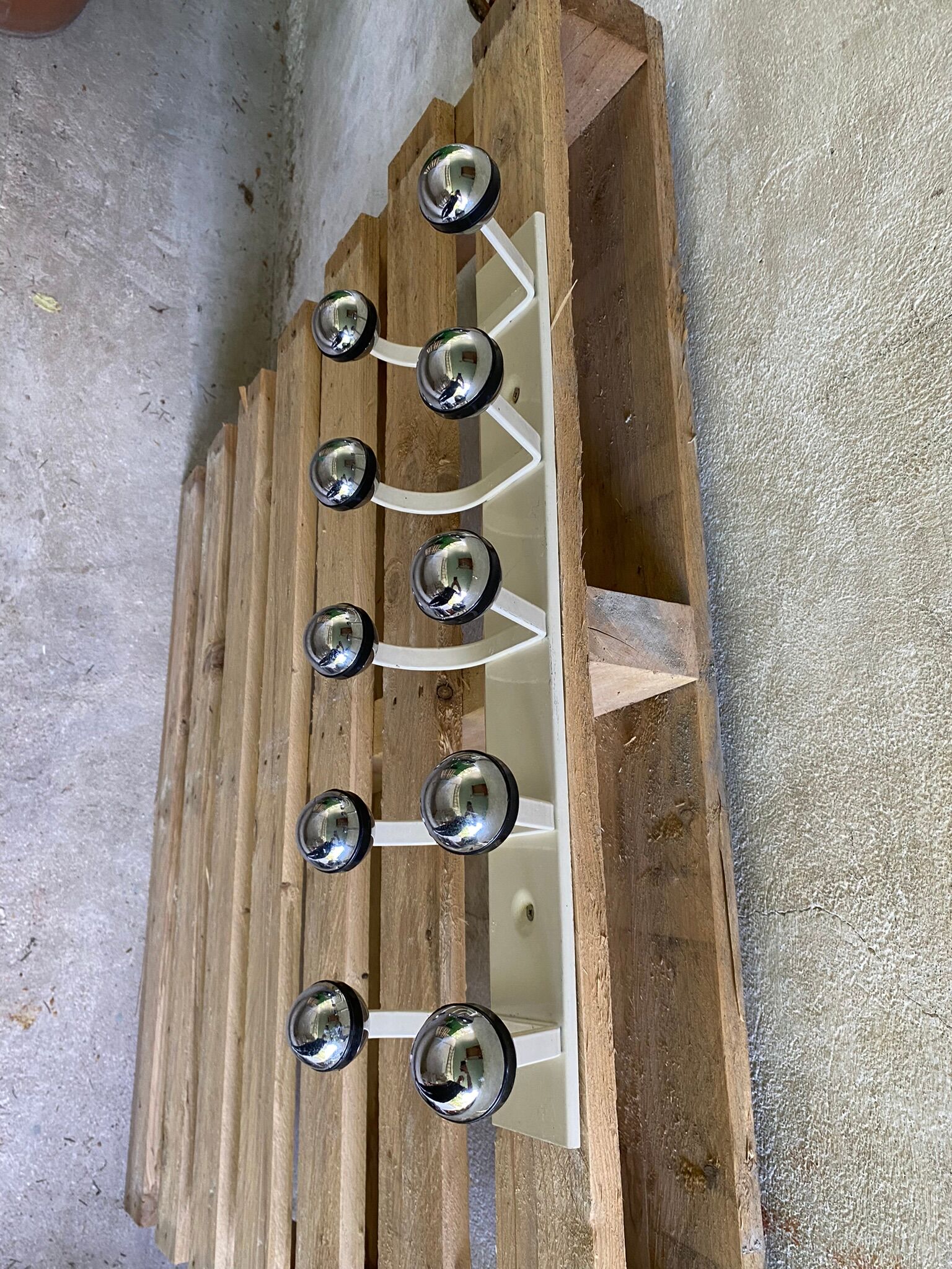 Vintage wall coat rack, Ten hooks, 70s