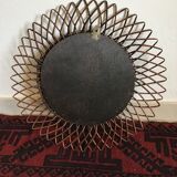 Sun mirror in rattan 44x44cm