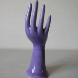 Old vase soliflore ring hand 1970s purple ceramic signed JMR deco retro dressing table