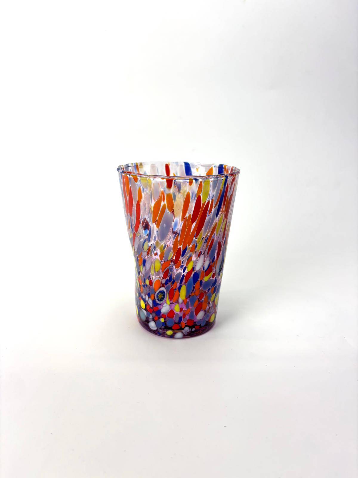 Set of 6 blown glass glasses with Murano murrine.