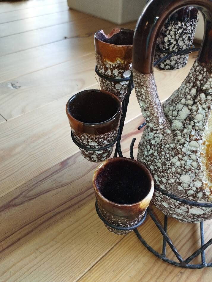Vintage liqueur service signed Vallauris