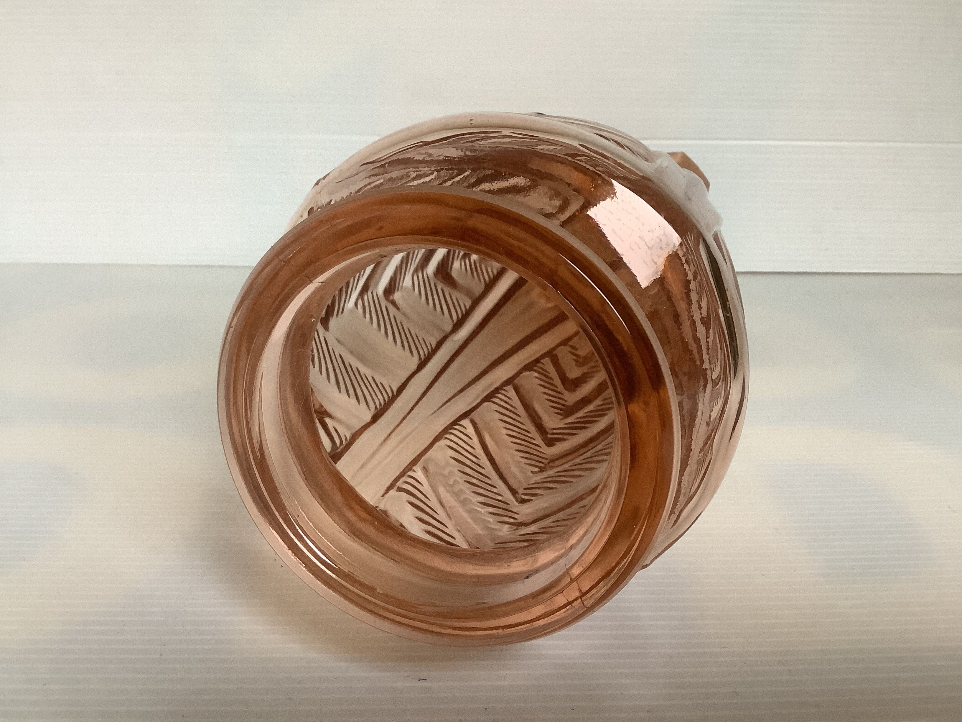 Art deco pink glass vase