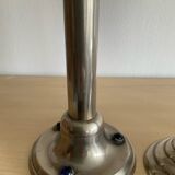 Set of 4 Art Deco candlesticks in silver-plated metal and lapis lazuli