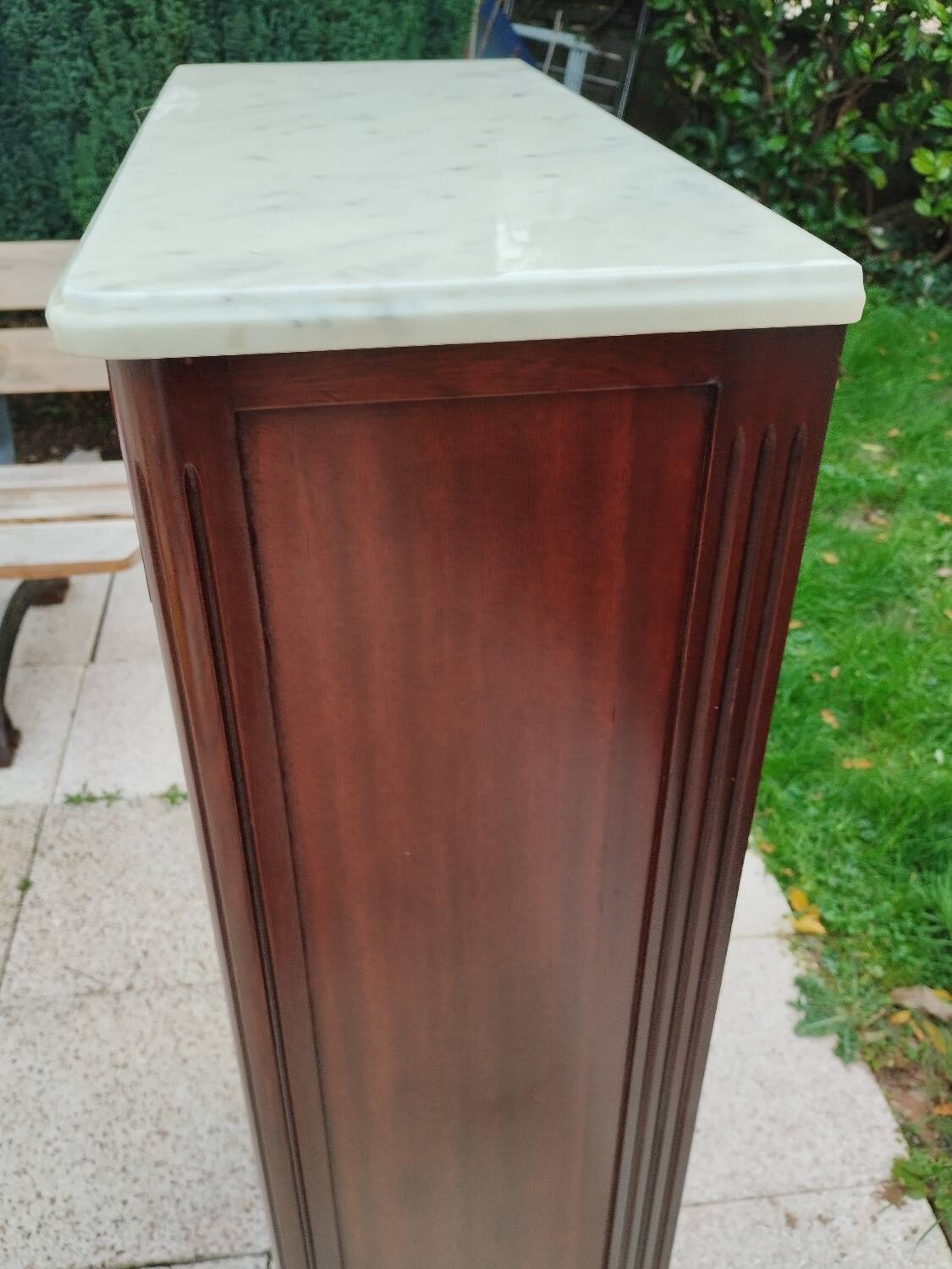 Antique Bibus bookcase in Louis XVI style with marble top