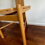 Vintage brutalist curved oak dining chairs from allmilmö, 1980s, set of 4. unique danish design.
