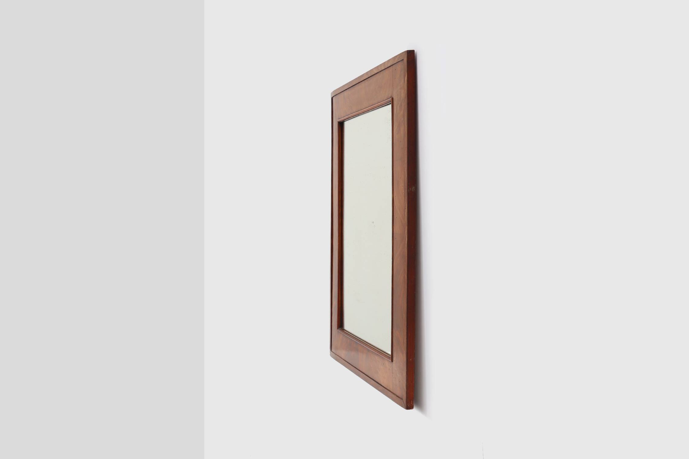 Antique rectangular walnut wall mirror, France ca. 1880