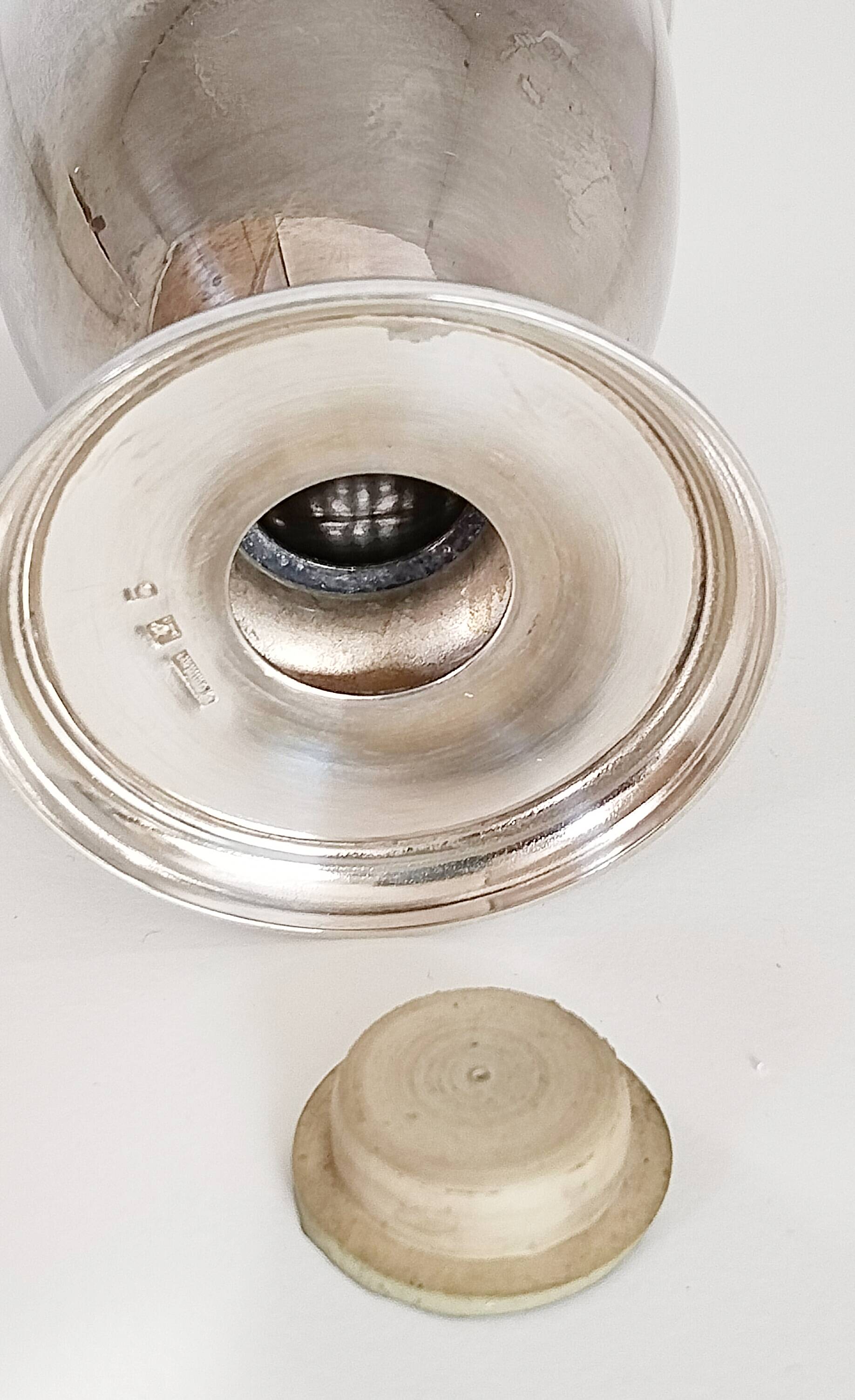 Silver-plated metal sugar shaker, sugar bowl