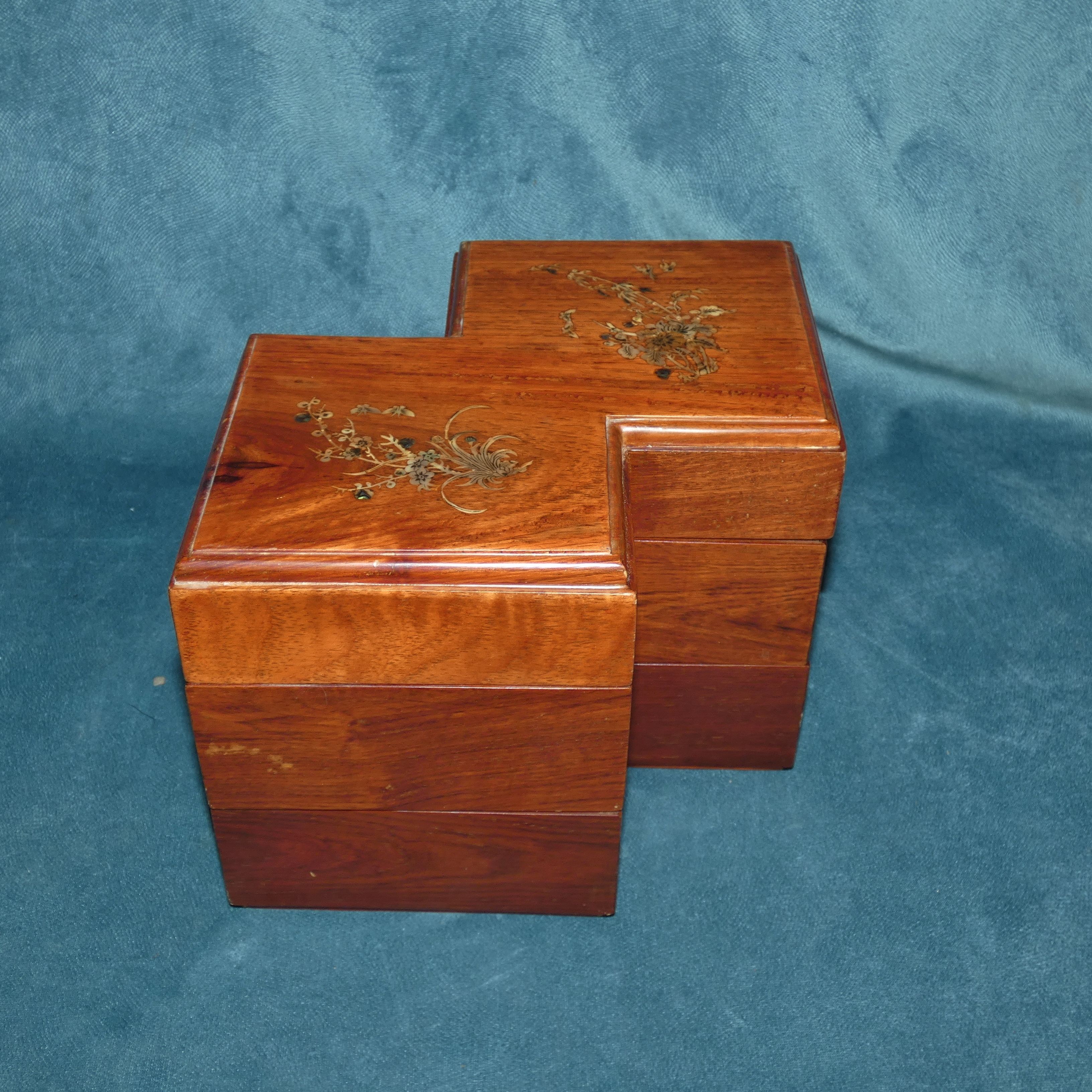 Exotic wood box double square shape