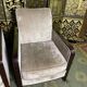 Pair of Art Deco armchairs in taupe velvet