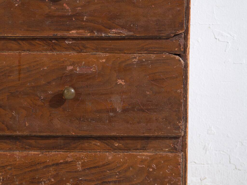 Commode secrétaire ancienne en pin – Bureau rustique européen à abattant – circa 1900