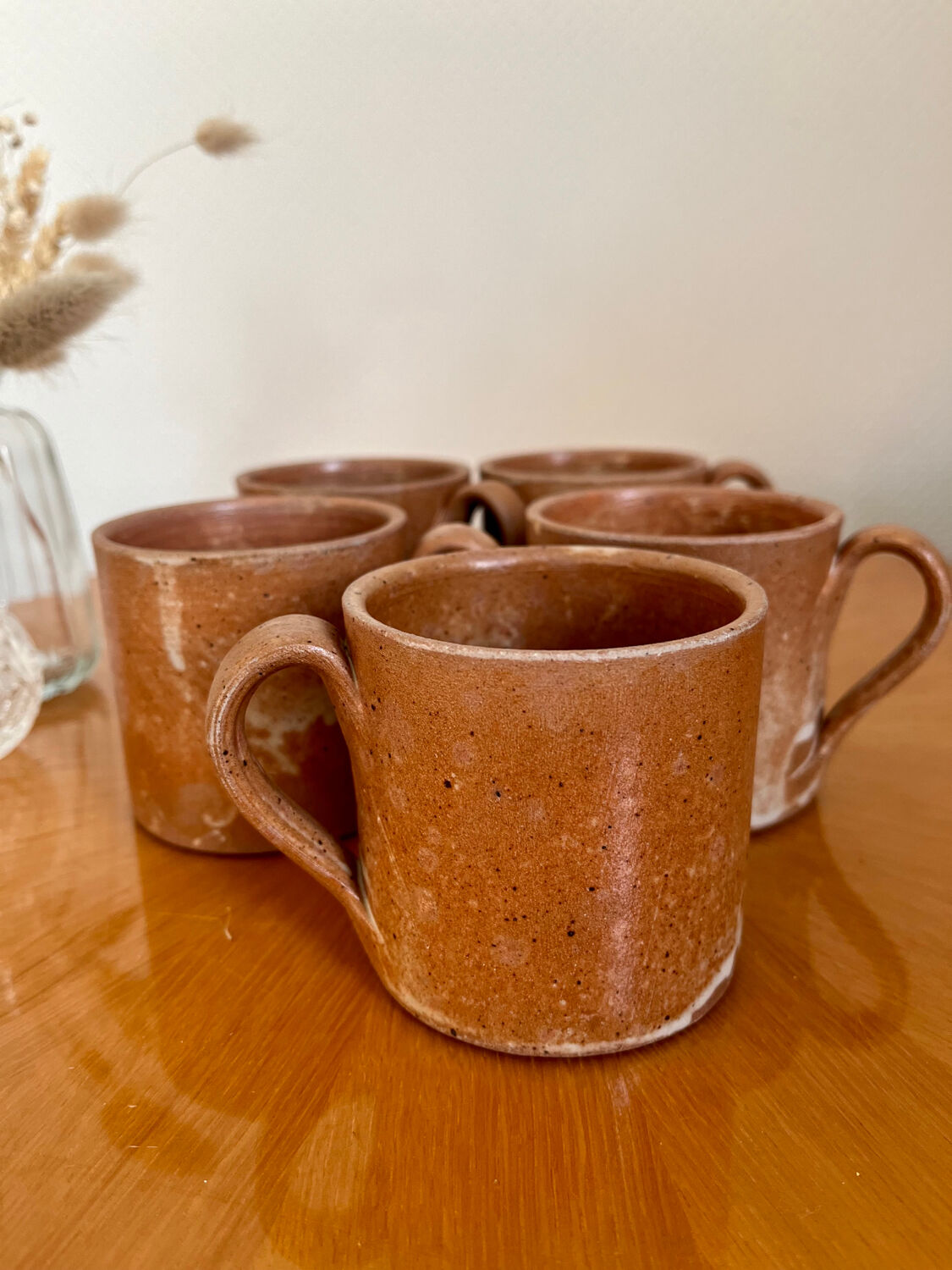 Lot de 5 tasses à café en grès vintage