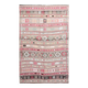 Tapis kilim ancien pastel, teintes délavées rose & vert, charme bohème,
