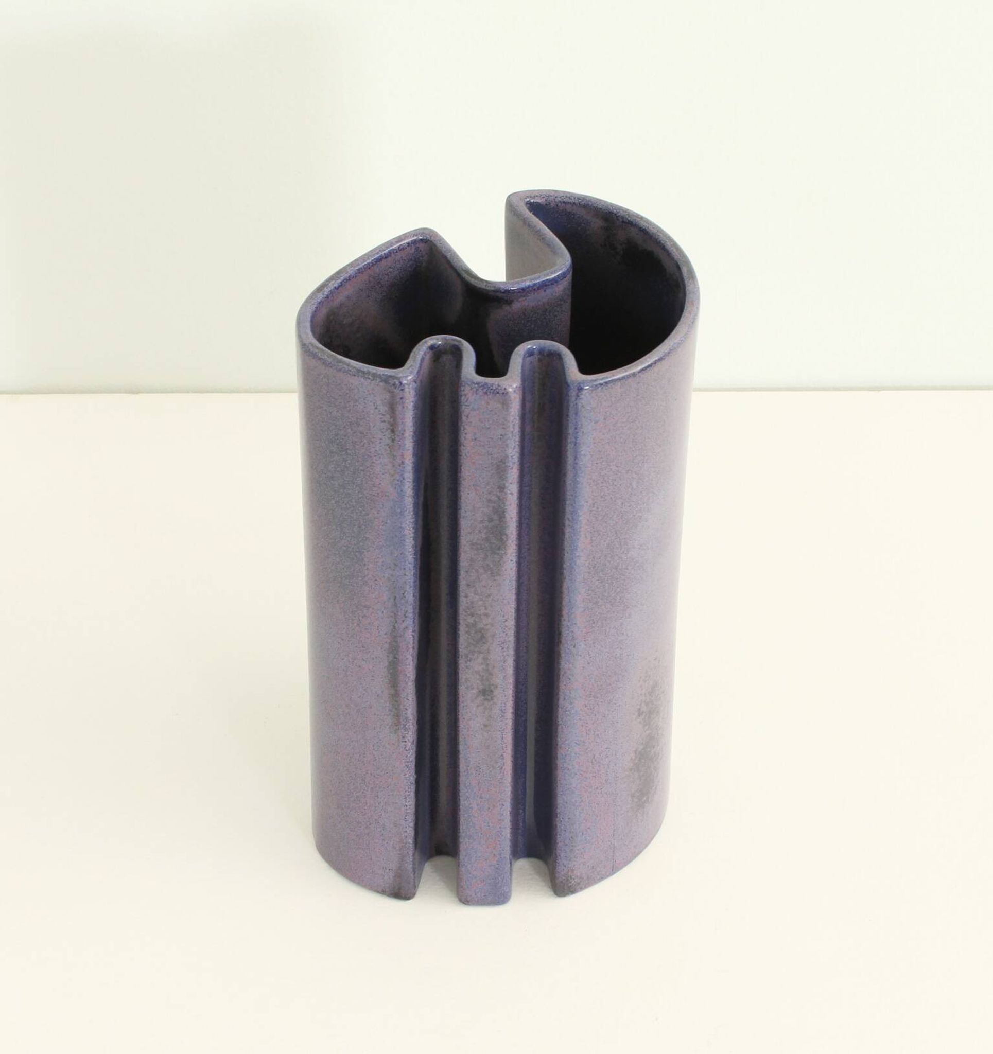 Multifaceted ceramic vase by Angelo Mangiarotti, Italy, 1968.