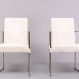 Bert Plantegie White Leather reclining Armchairs .