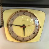 Vintage clock star Formica yellow wall pendulum