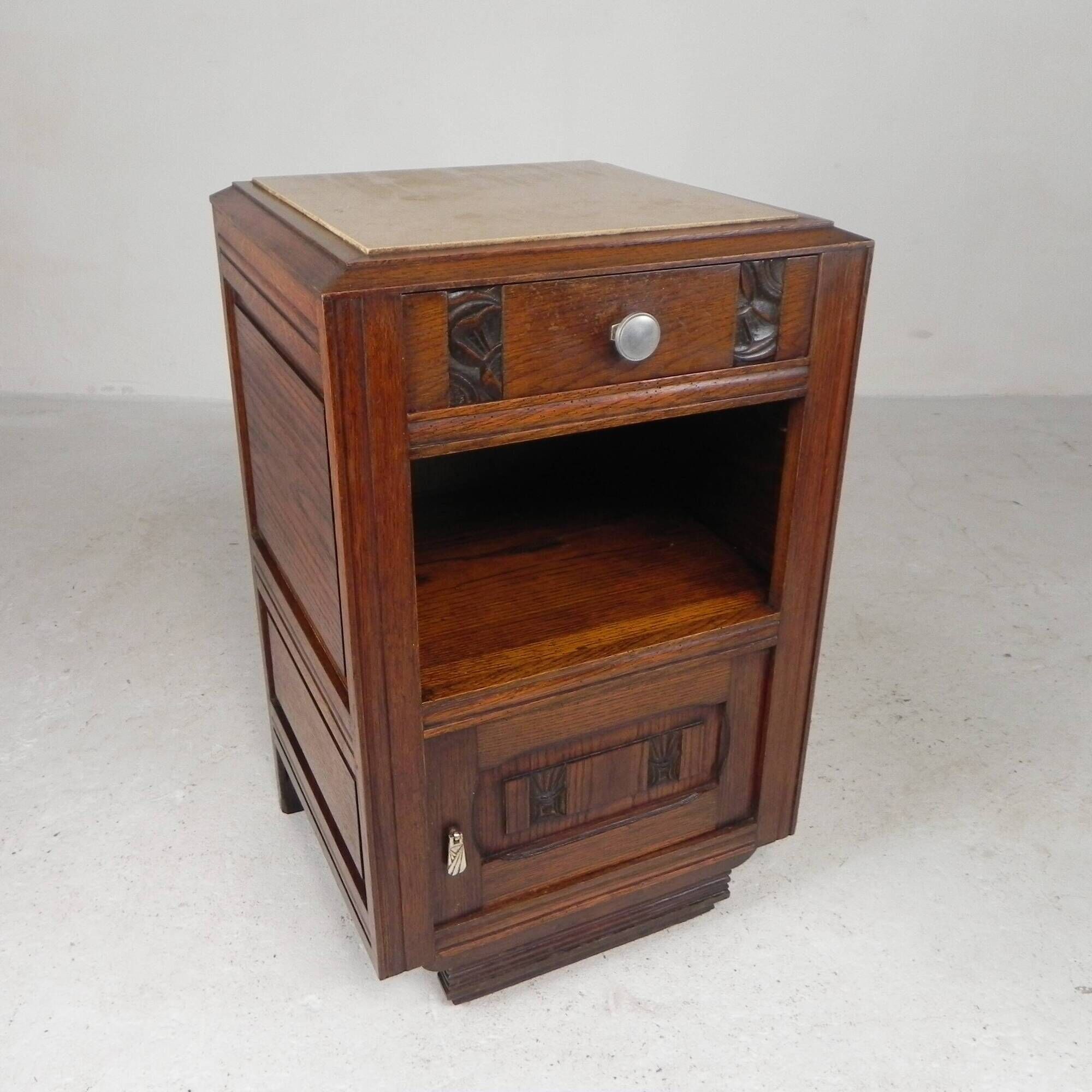 Art Deco bedside table with marble top, 1930s