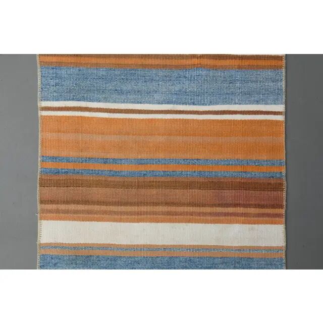 Vintage Turkish Hand-Knotted Wool Cotton Orange Runner Rug 55x319