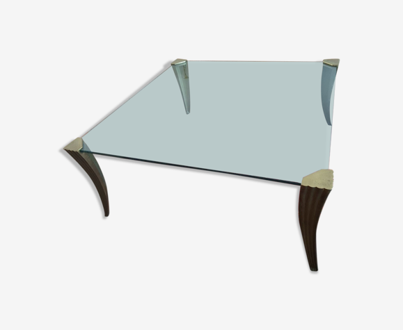 Table de salon verre et bronze