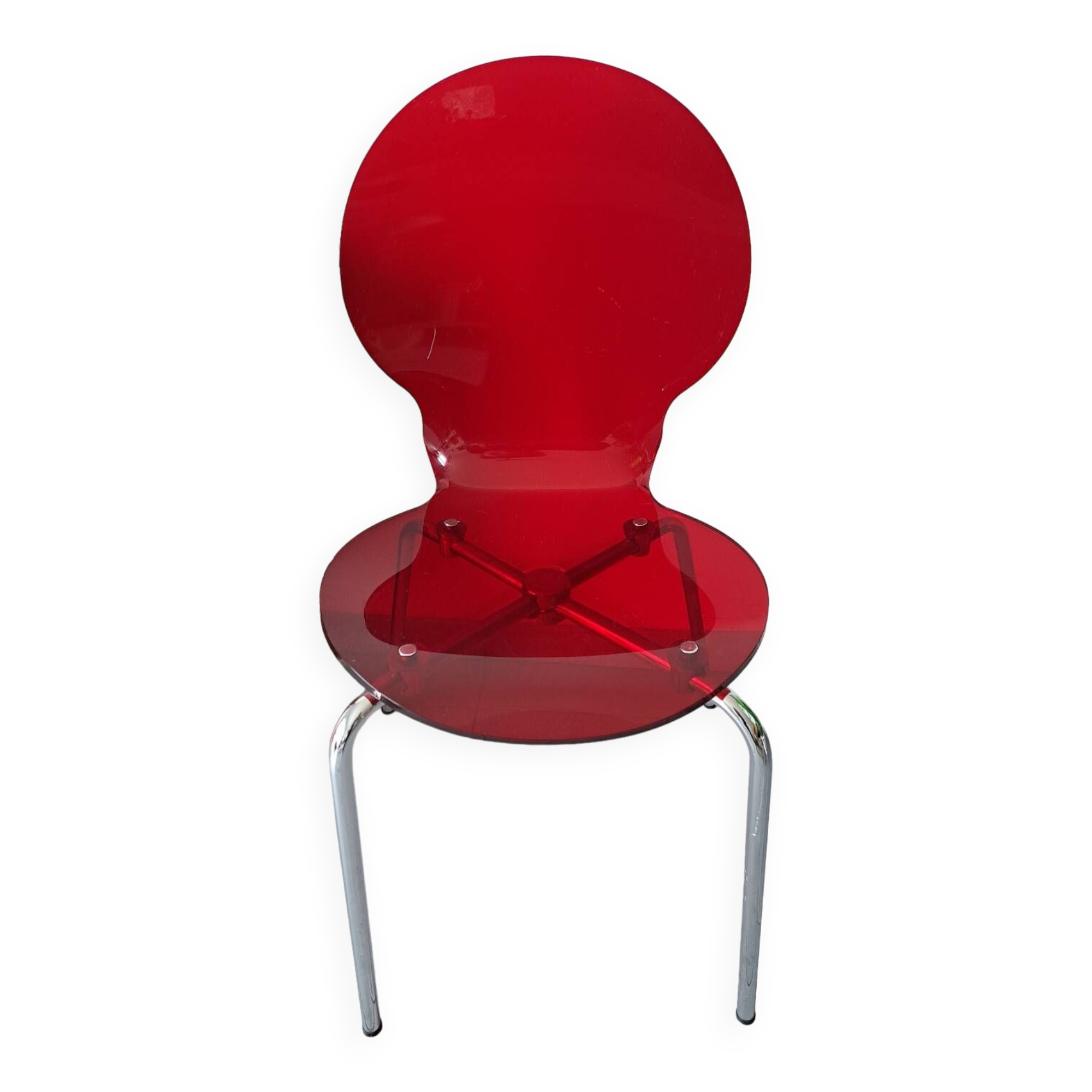 Vintage red plexi and chrome chair