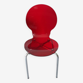 Chaise en plexi rouge et chrome vintage