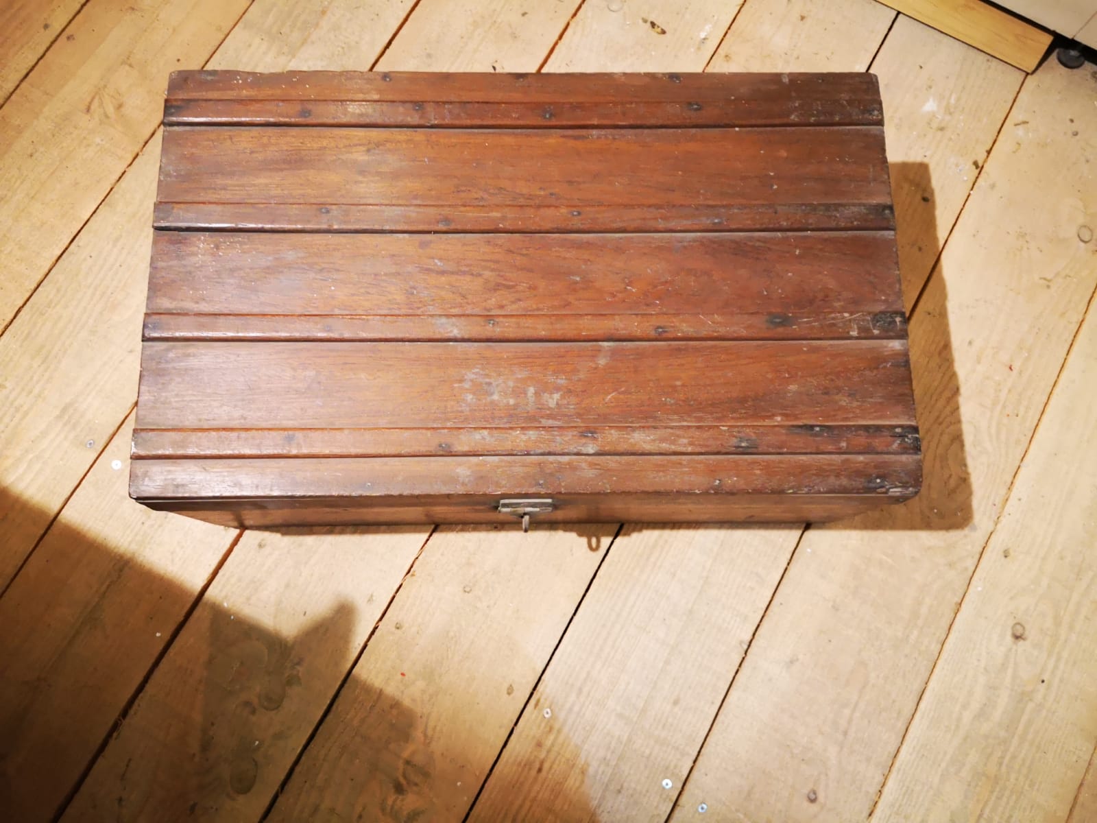 Old mahogany wooden trunk