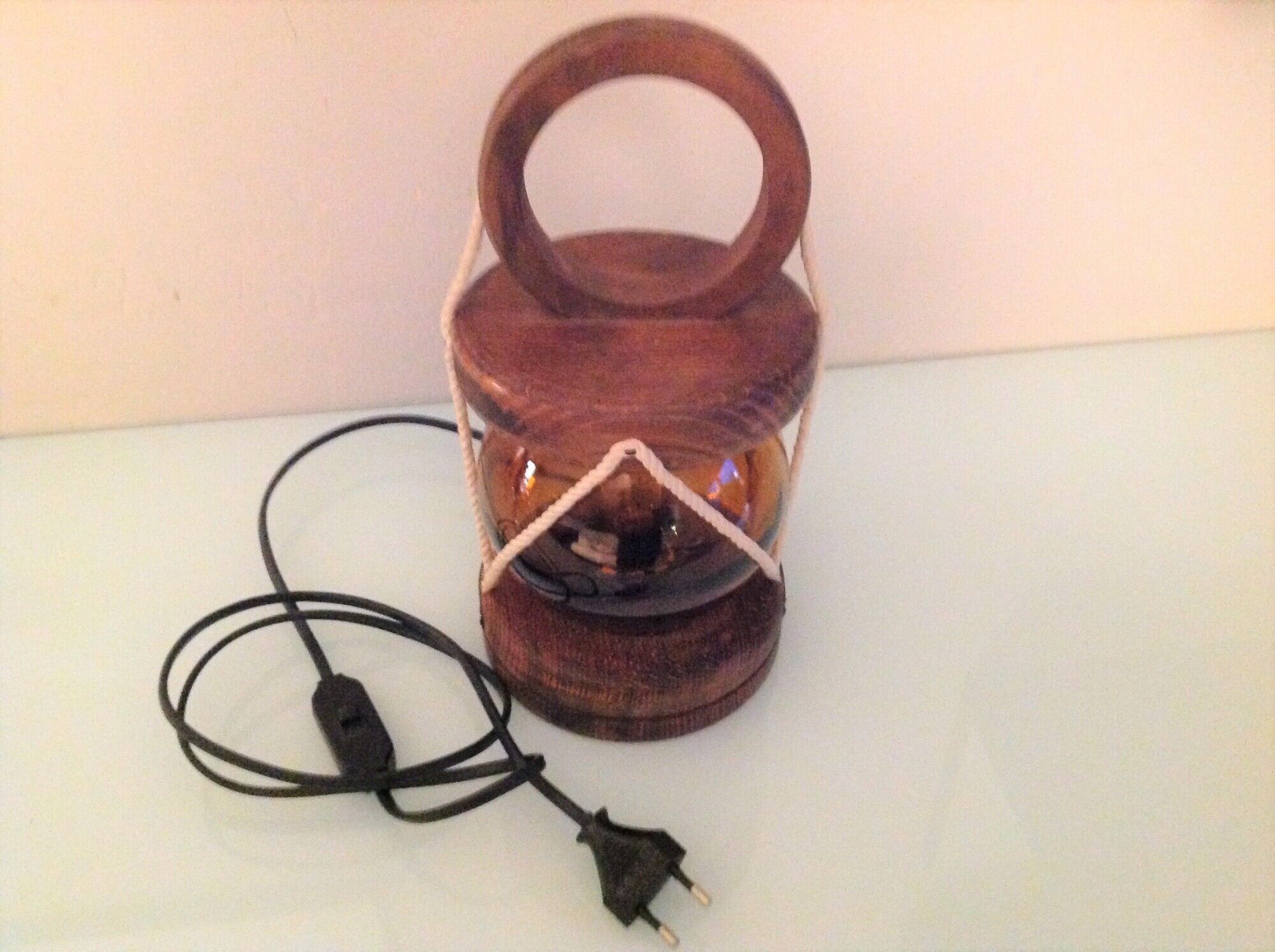 Marine lamp with amber glass globe 60/70s