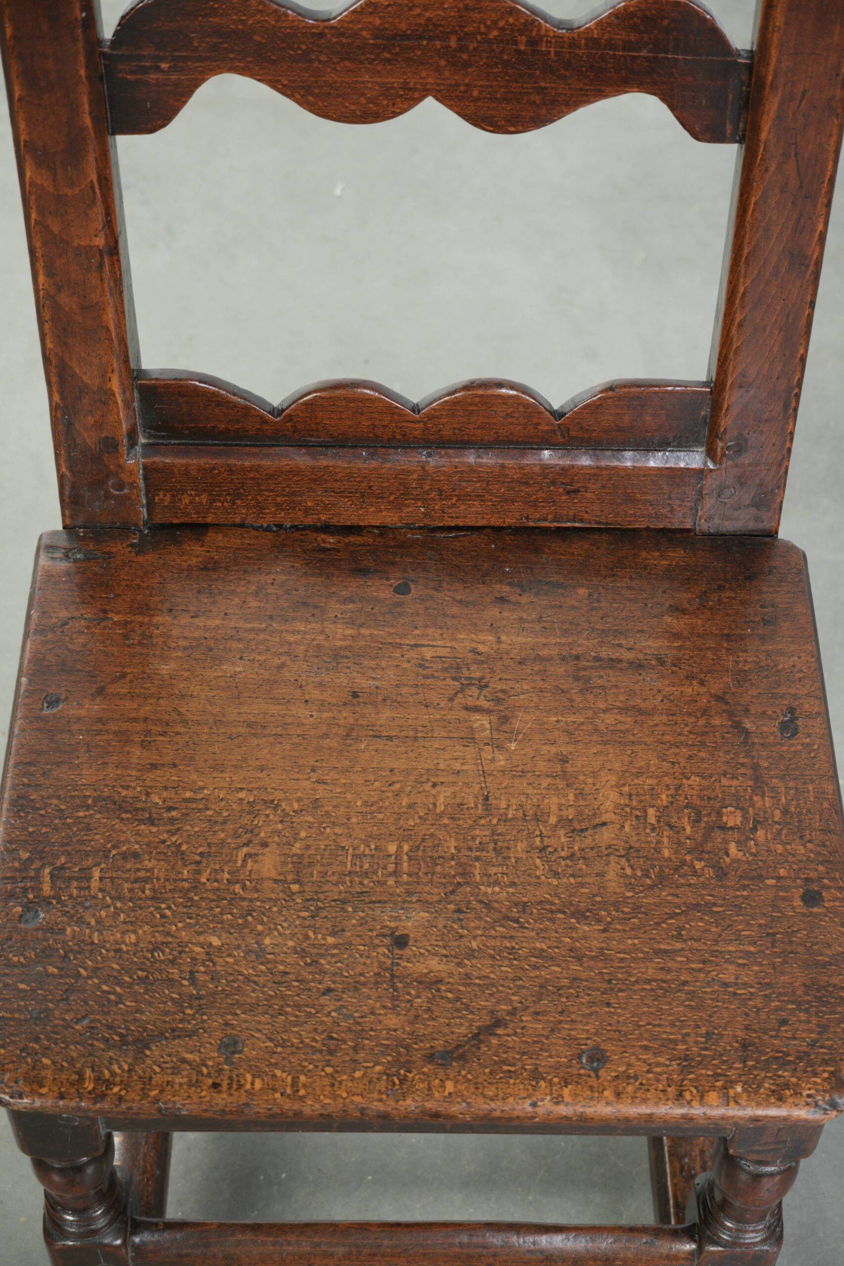 French antique Lorraine chair made of oak from the 18th century