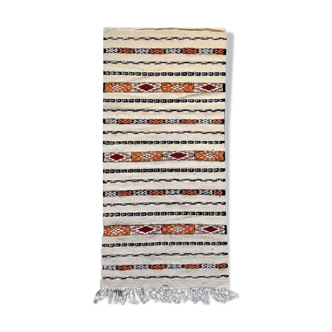 Moroccan ethnic white kilim carpet 70x150 cm
