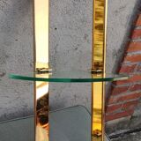 Wall shelf in gilded metal and glass/1980s