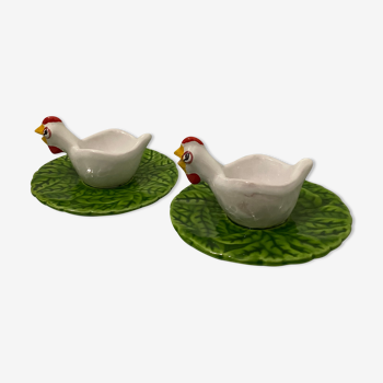 2 vintage ceramic shells - hens
