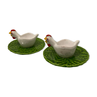 2 vintage ceramic shells - hens