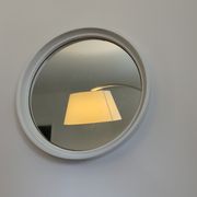 Vintage mirror round contours plastic white Gilac France 40x40cm