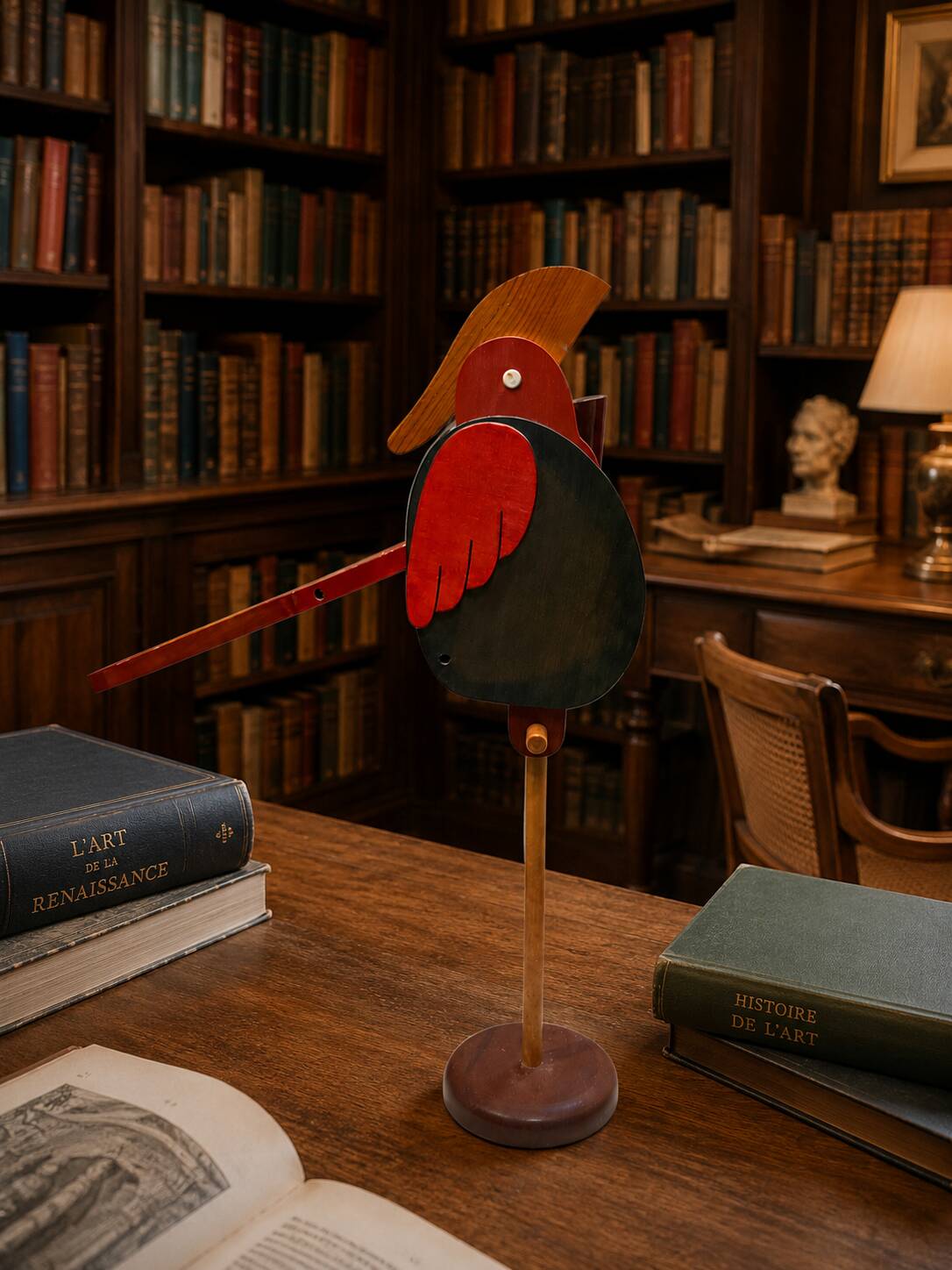 Sculptural wooden piggy bank – Modernist bird – Handmade work from the years