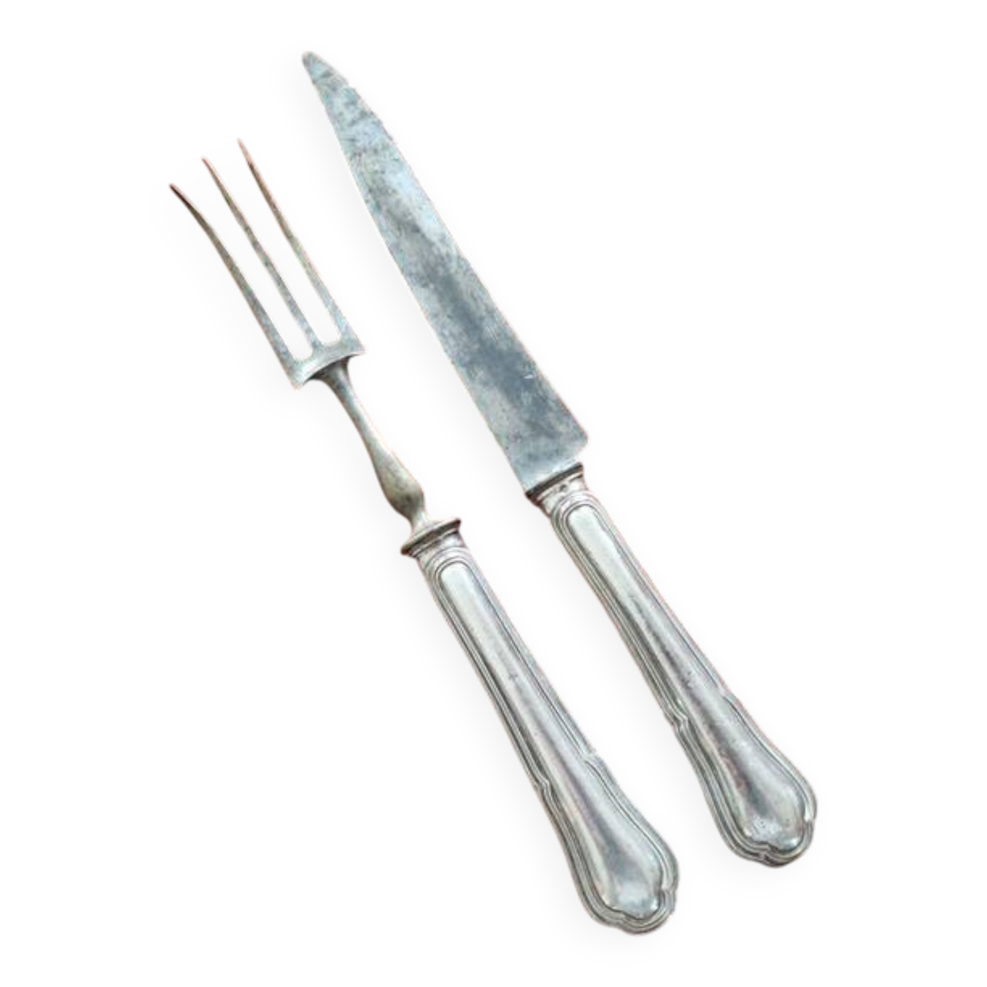 Service carving set with hollow silver handle - Spatours model