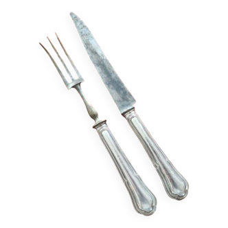 Service carving set with hollow silver handle - Spatours model