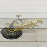 Panther table in bronze, brass and marble 1970