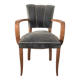 Armchair bridge mustache in blue gray velvet